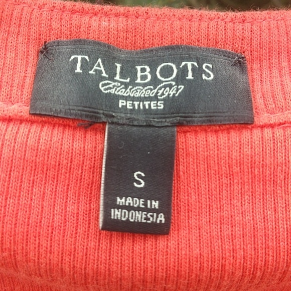 Talbots Small Petite Orange / Coral Ruffle top - Picture 4 of 5